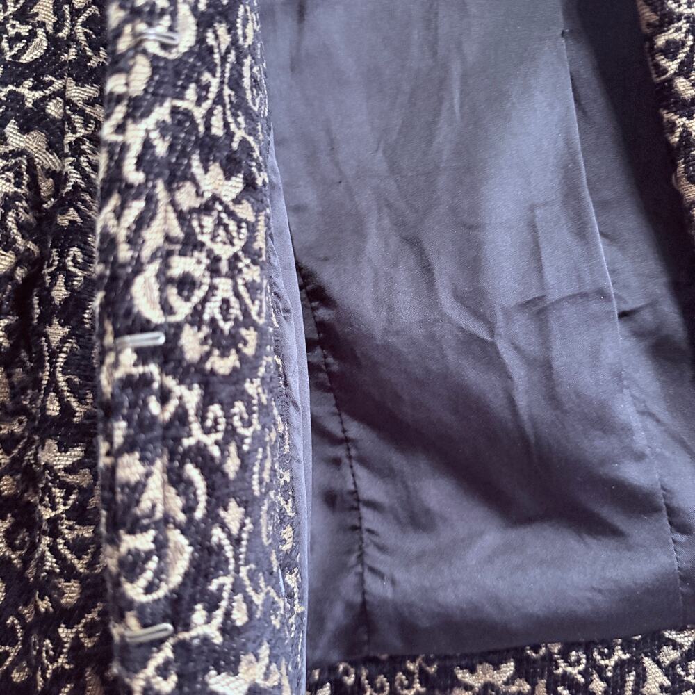 Free People Military Brocade Cropped Jacket Black Gold Jacquard Size 4 Baroque - Picture 8 of 12